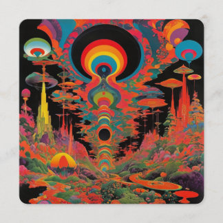 Trippy Vintage 1960er psychedelische Retro-Kunst Einladung