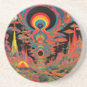 Trippy Vintage 1960er Psychedelische Retro-Kunst Getränkeuntersetzer