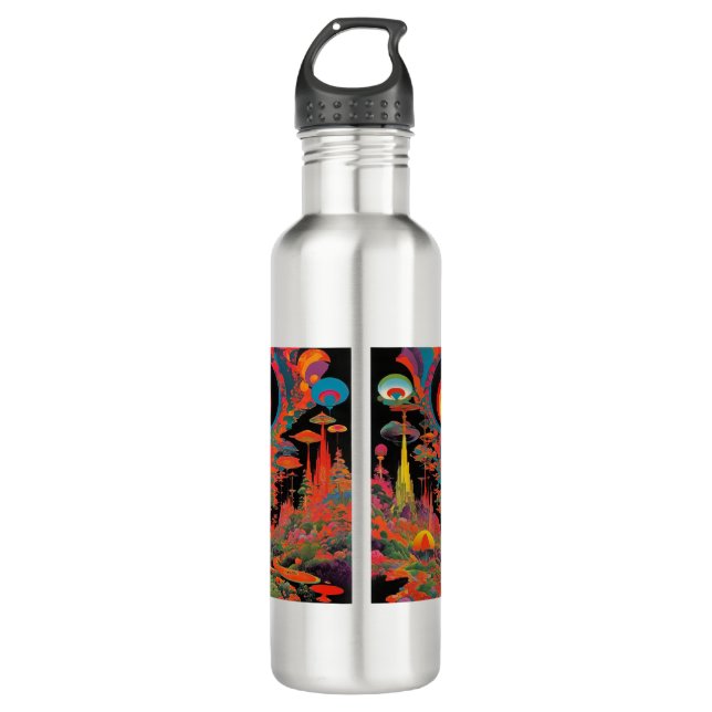 Trippy Vintage 1960s Psychedelic Retro Artwork Edelstahlflasche (Vorderseite)