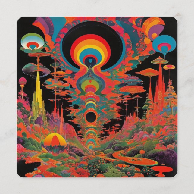 Trippy Vintage 1960s Psychedelic Retro Artwork Einladung (Vorderseite)