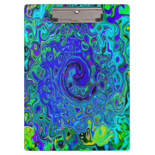 Trippy Violet Blue Abstrakt Retro Liquid Swirl Klemmbrett