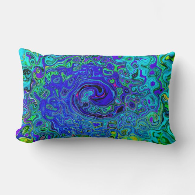 Trippy Violet Blue Abstrakt Retro Liquid Swirl Lendenkissen (Vorderseite)