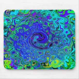Trippy Violet Blue Abstrakt Retro Liquid Swirl Mousepad
