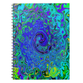 Trippy Violet Blue Abstrakt Retro Liquid Swirl Notizblock