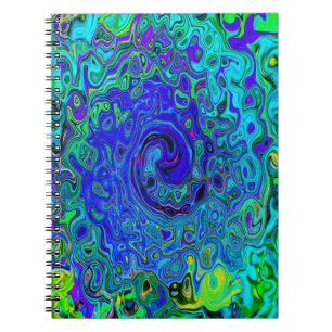 Trippy Violet Blue Abstrakt Retro Liquid Swirl Notizblock