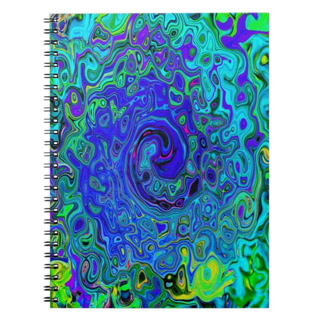 Trippy Violet Blue Abstrakt Retro Liquid Swirl Notizblock (Vorderseite)