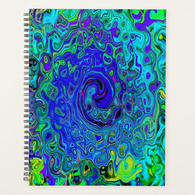 Trippy Violet Blue Abstrakt Retro Liquid Swirl Planer (Vorderseite)