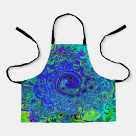 Trippy Violet Blue Abstrakt Retro Liquid Swirl Schürze