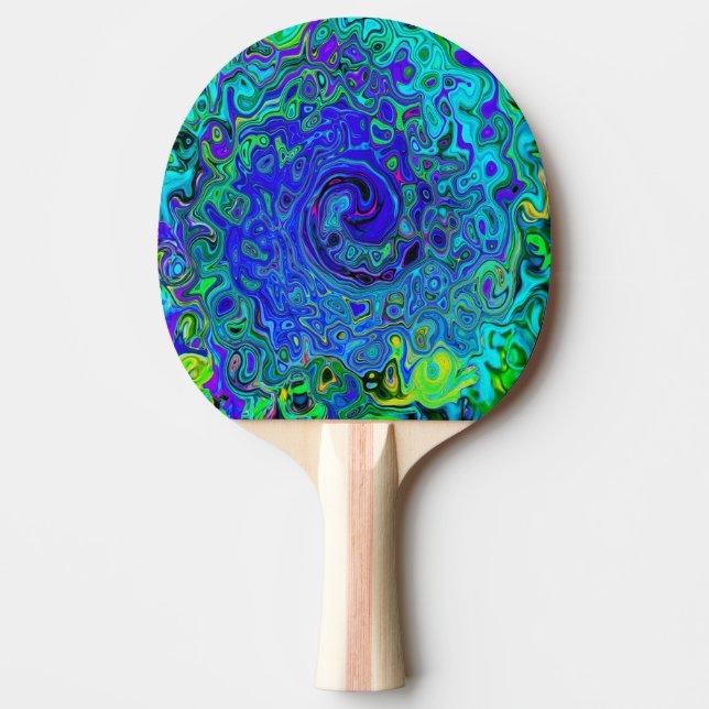 Trippy Violet Blue Abstrakt Retro Liquid Swirl Tischtennis Schläger (Vorderseite)