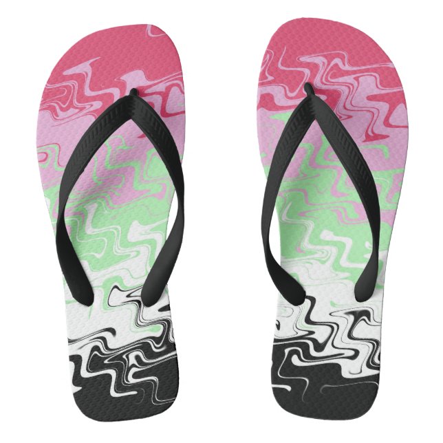 Trippy-Wavy-Abstrakt-Recipromantic-Stolperflagge Flip Flops (Fußbett)