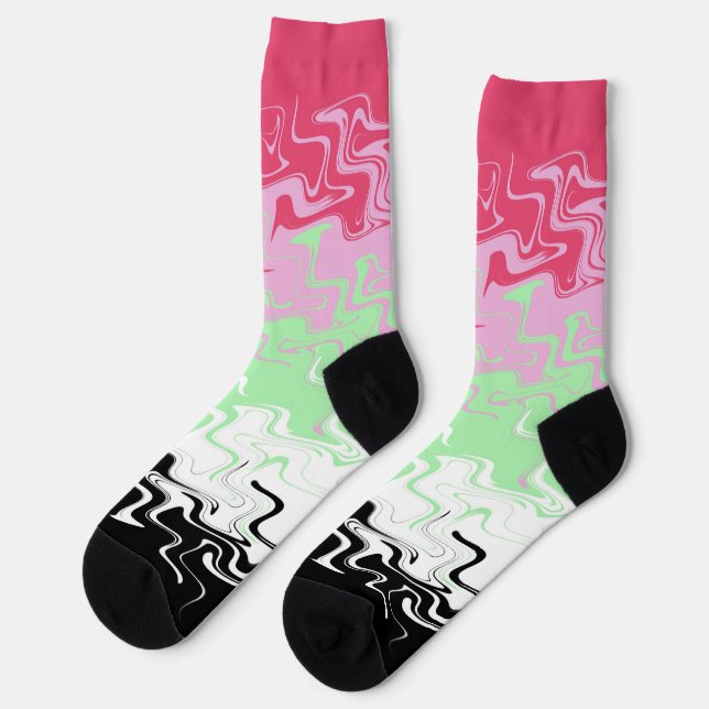 Trippy-Wavy-Abstrakt-Recipromantic-Stolperflagge Socken (Linkes Detail)