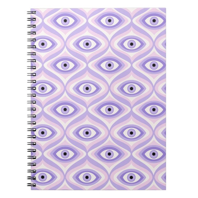 Trippy Weird Eye Pattern - Pastell Lila und rosa Notizblock (Vorderseite)
