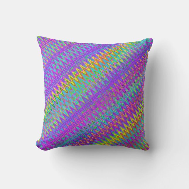 Trippy Zigzag Diagonal Kissen (Vorderseite)