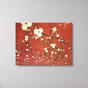 Triptych Red Wall Art Moderne Blume Japanisch Leinwanddruck