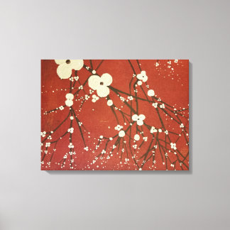 Triptych Red Wall Art Moderne Blume Japanisch Leinwanddruck