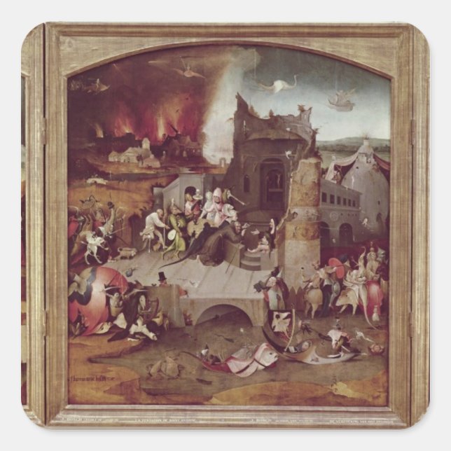 Triptychon der Temptation von St. Anthony Quadratischer Aufkleber (Vorderseite)
