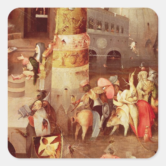 Triptychon der Temptation von St. Anthony Quadratischer Aufkleber (Vorderseite)