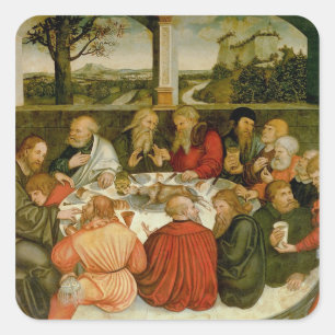 Triptychon, links Platte, Philipp Melanchthon Quadratischer Aufkleber