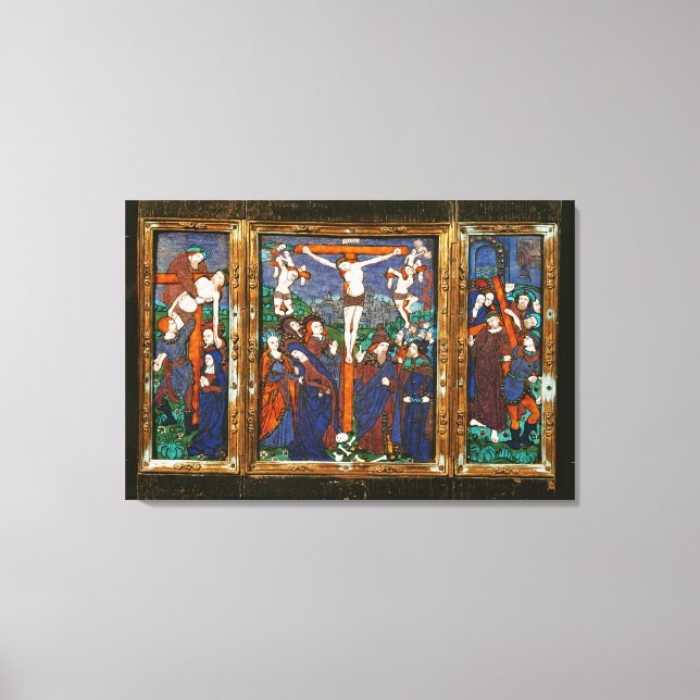 Triptychon mit der Crucifixion, Limousin Leinwanddruck (Vorderseite)