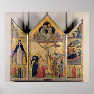 Triptychon mit Szenen aus dem Leben der Menschen Poster