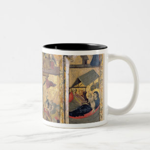 Triptychon mit Szenen vom Leben von Zweifarbige Tasse