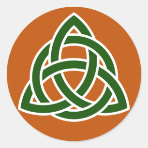 Triquet Celtic Knot (grün und weiß) Runder Aufkleber