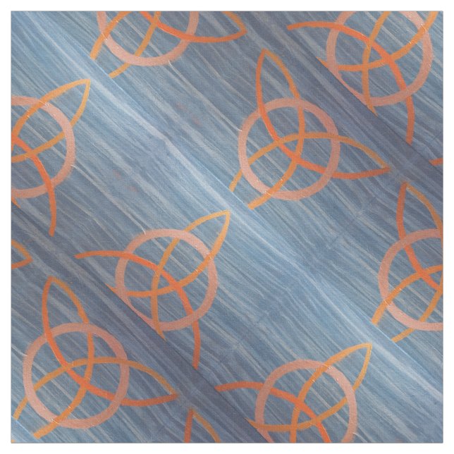 Triquetra Abstrakt | Blue Gold Celtic Trinity Knot Stoff (Muster)