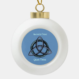 Triquetra (blau) keramik Kugel-Ornament