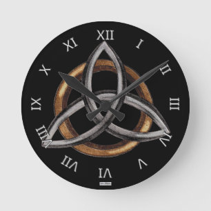 Triquetra (Brown/Silber) Runde Wanduhr