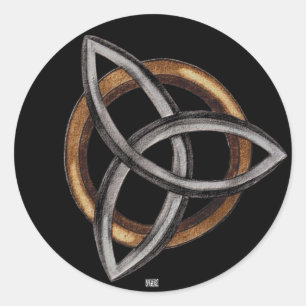 Triquetra (Brown/Silber) Runder Aufkleber