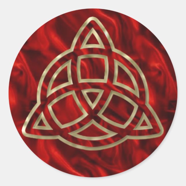 Triquetra Red Silk Runder Aufkleber (Vorderseite)