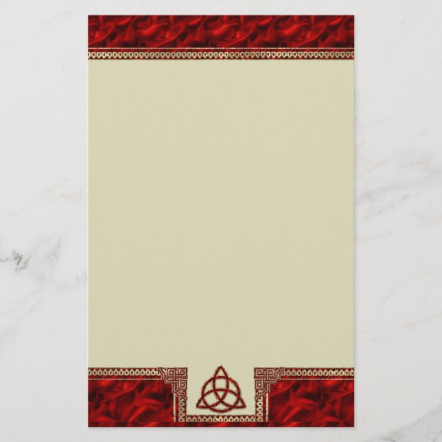 Triquetra Rot-Seide Briefpapier (Vorderseite)