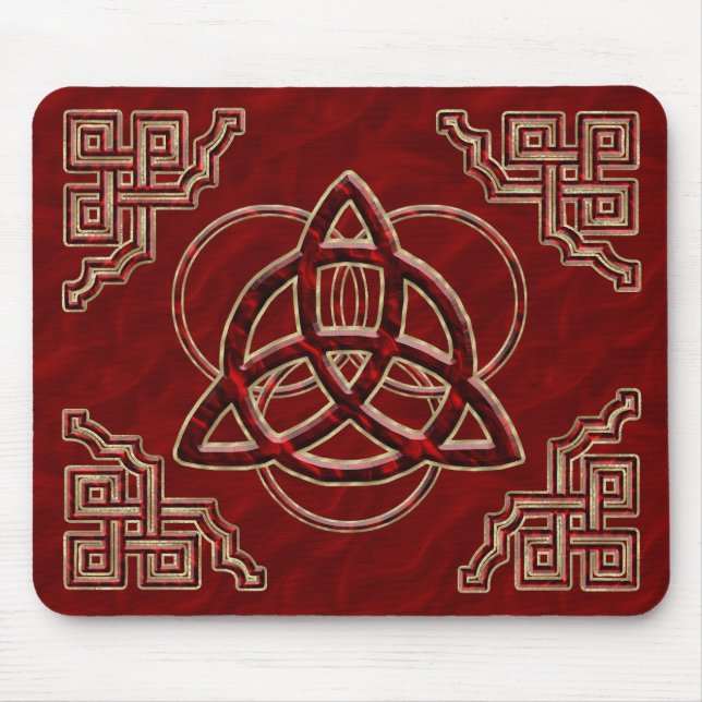 Triquetra Rot-Seide Mousepad (Vorne)