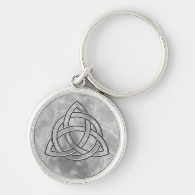 Triquetra silberne Schrägfläche Schlüsselanhänger (Vorne)