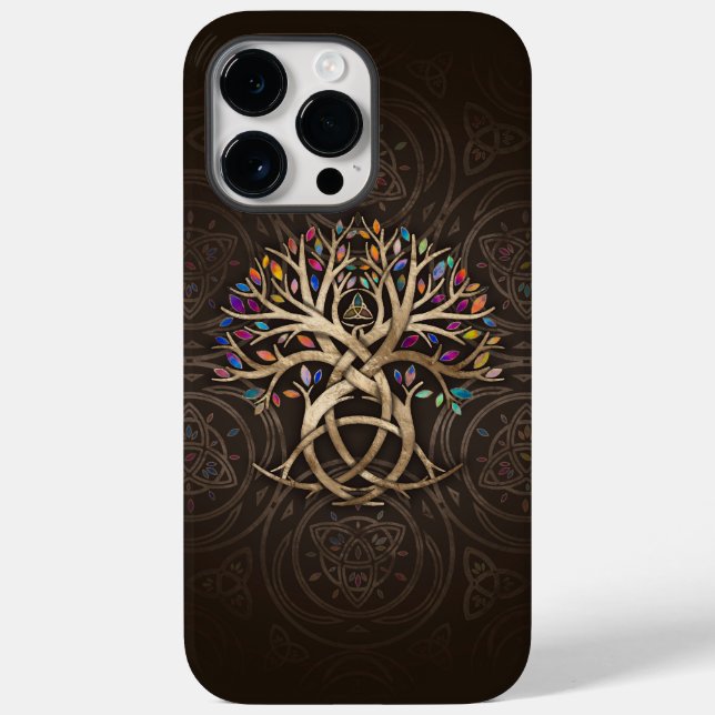 Triquetra Tree of life Farbenfrohe Blätter Case-Mate iPhone Hülle (Rückseite)