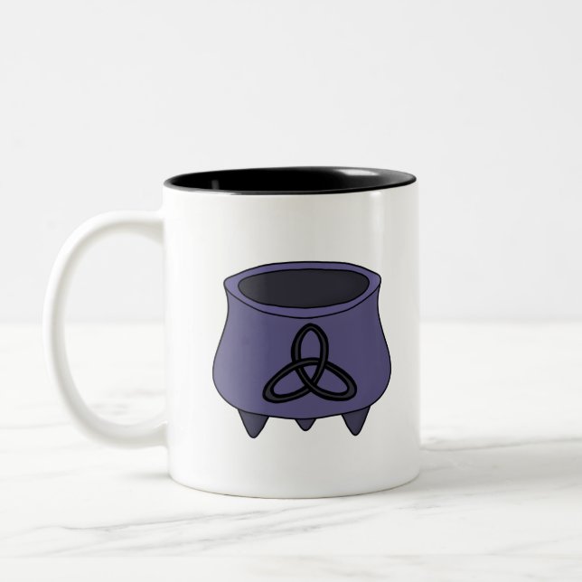 Triquetra Trinity Cauldron Zweifarbige Tasse (Links)