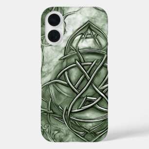 Triquetra Trinity Knot Sage Green Imitats Metallic iPhone 16 Hülle