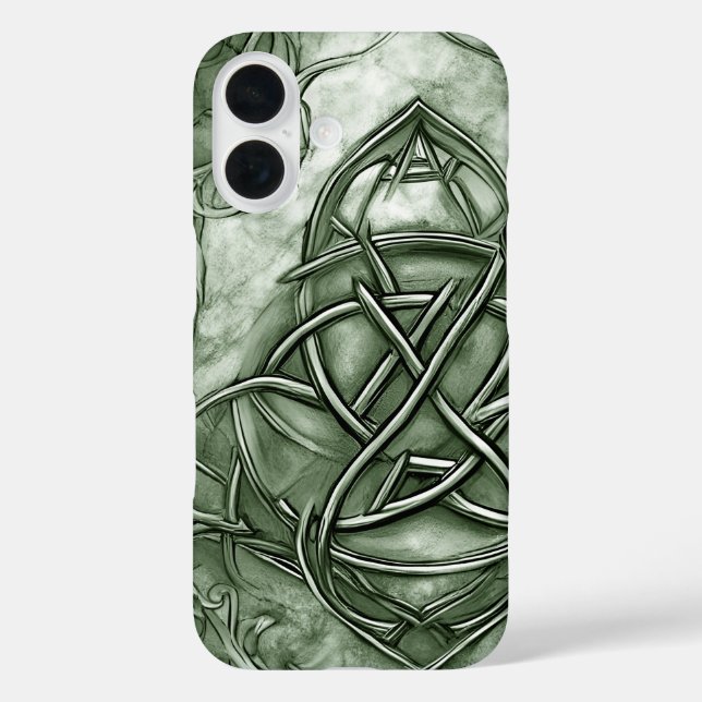 Triquetra Trinity Knot Sage Green Imitats Metallic Case-Mate iPhone Hülle (Rückseite)