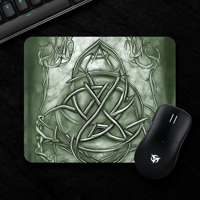 Triquetra Trinity Knot Sage Green Imitats Metallic Mousepad (Von Creator hochgeladen)