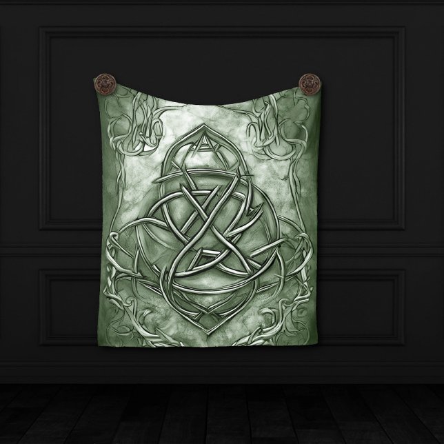 Triquetra Trinity Knot Sage Green Imitats Metallic Wandteppich (Von Creator hochgeladen)