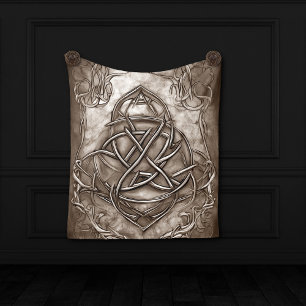 Triquetra Trinity Knot Sepia Imitats Metallic Tin Fleecedecke