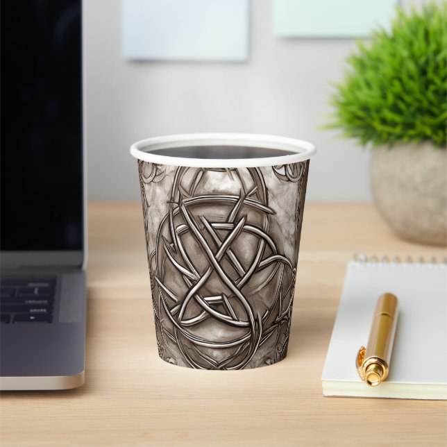 Triquetra Trinity Knot Sepia Imitats Metallic Tin Pappbecher (InSitu)