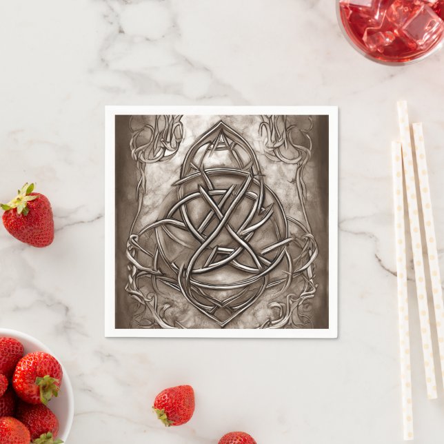 Triquetra Trinity Knot Sepia Imitats Metallic Tin Serviette (Beispiel)