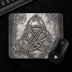 Triquetra Trinity Knot Silvery Pewter Imitate Meta Mousepad