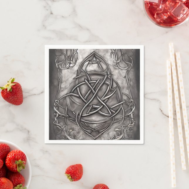 Triquetra Trinity Knot Silvery Pewter Imitate Meta Serviette (Beispiel)