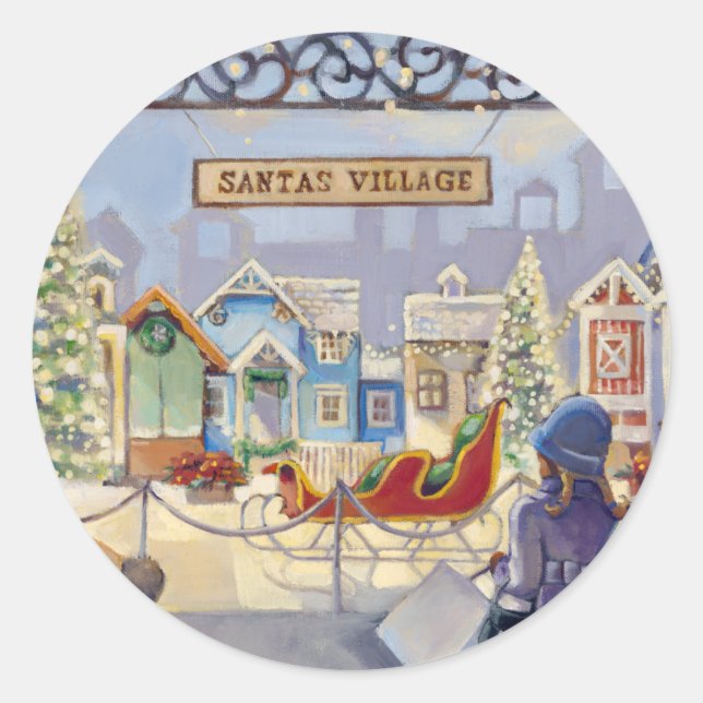 Trish Biddle Santa's Villiage Runder Aufkleber (Vorderseite)