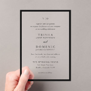 Trisha Black and White Modern Wedding Acryleinladungen