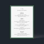 Trisha Emerald Green Modern Wedding Menükarte<br><div class="desc">Moderne Hochzeitsmenüs mit gepflegtem Design mit Serif- und Script-Schriftart.</div>