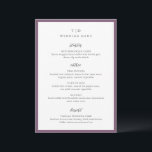 Trisha Lila Moderne Hochzeit Menükarte<br><div class="desc">Moderne Hochzeitsmenüs mit gepflegtem Design mit Serif- und Script-Schriftart.</div>