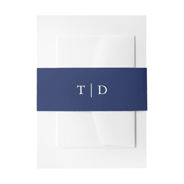 Trisha Navy Blue Modern Wedding Einladungsbanderole (Vorderseite Beispiel)
